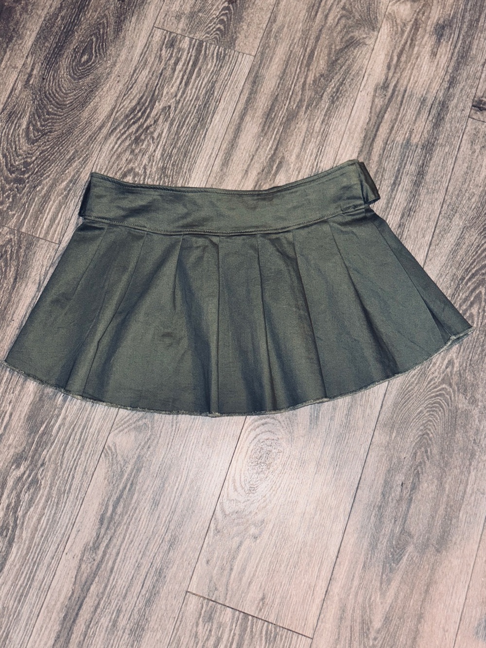 NOBO Olive Green Pleated Skater Mini Skirt